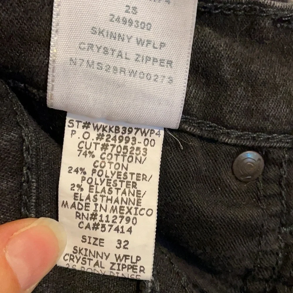 True Religion Jeans Skinny Black with Crystal Zipper Size 32